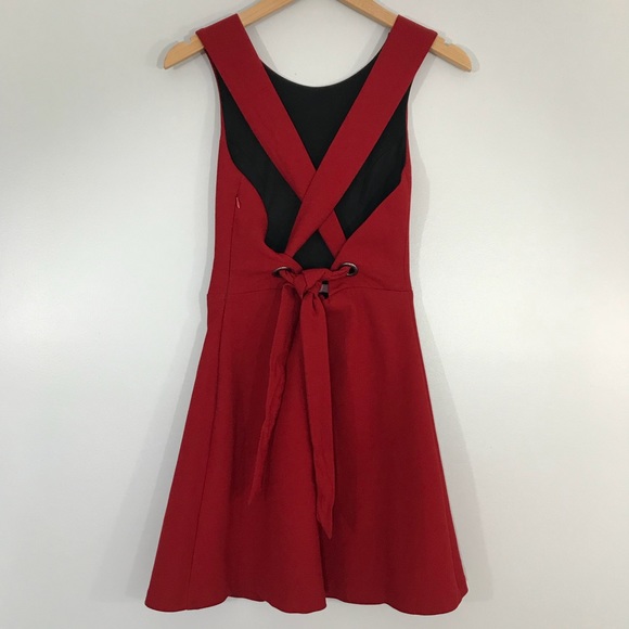 Zara Red Cross Back Dress - Picture 4 of 8